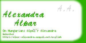 alexandra alpar business card